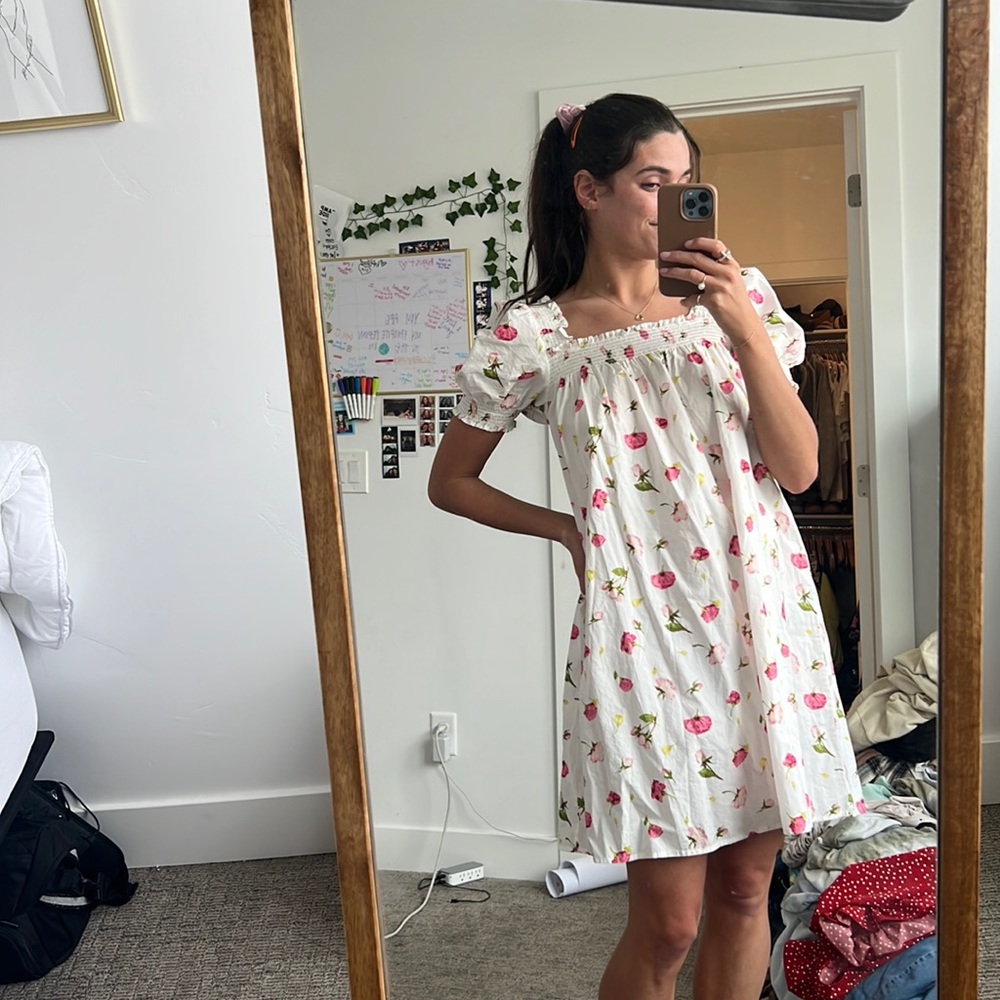 J Crew White Floral Dress XS
